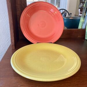 Fiesta Vibrant Yellow and Coral Dinner Plates